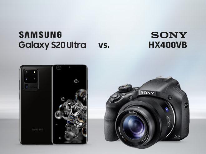 das Samsung Galaxy S20 Ultra wird der Kamera Sony HX400VB gegenübergestellt