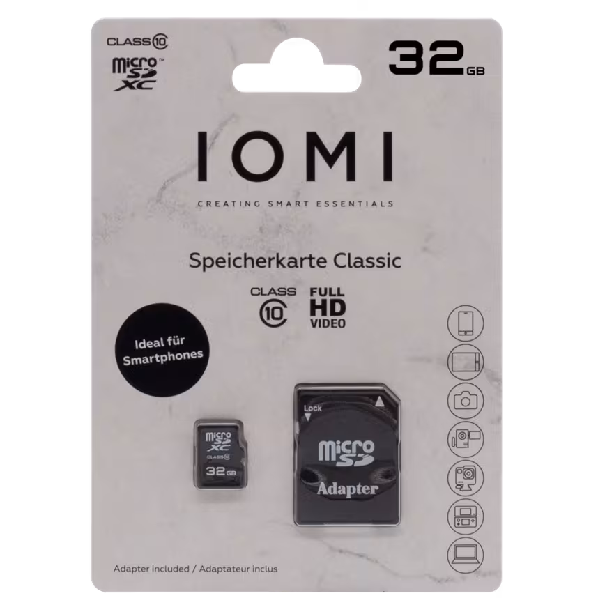 IOMI Micro-SD 32GB Speicherkarte - Ideal für Smartphones 