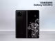 das Samsung Galaxy S20 Ultra in Schwarz in Vorder- und Rückansicht mit einem schwarzen Display mit Wassertropfen
