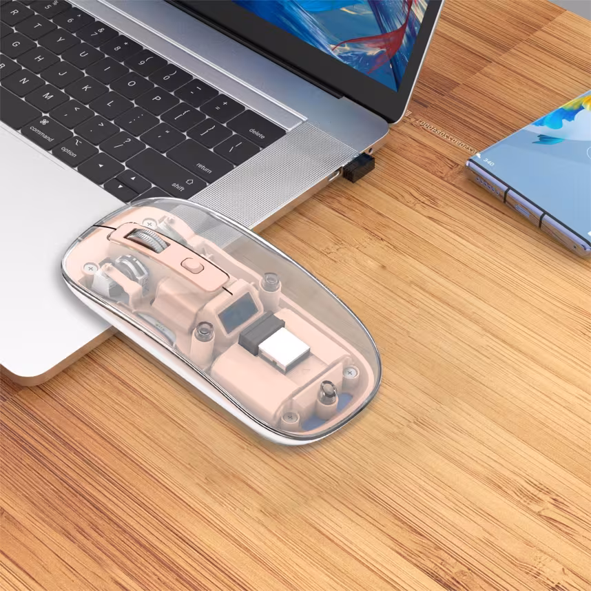 Beatec Wireless Mouse Ghost 3 - transparent pink mit LED