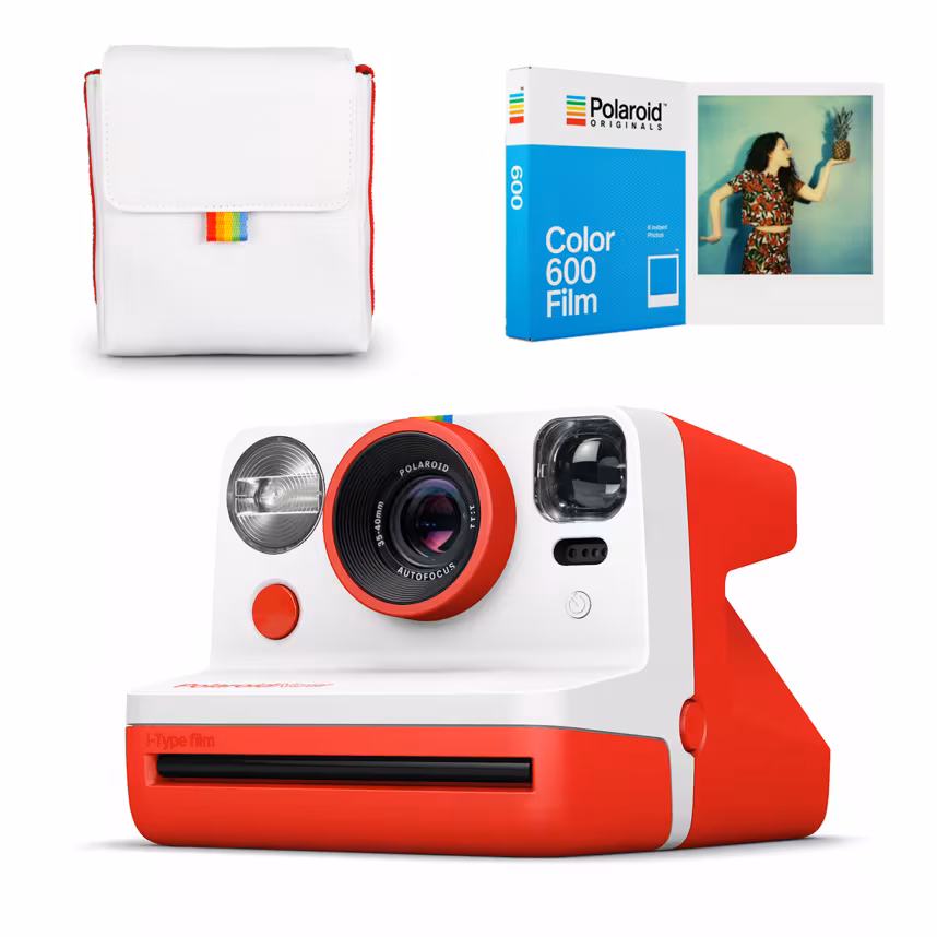 Polaroid Now gelb + Now Bag + Color 600 Film