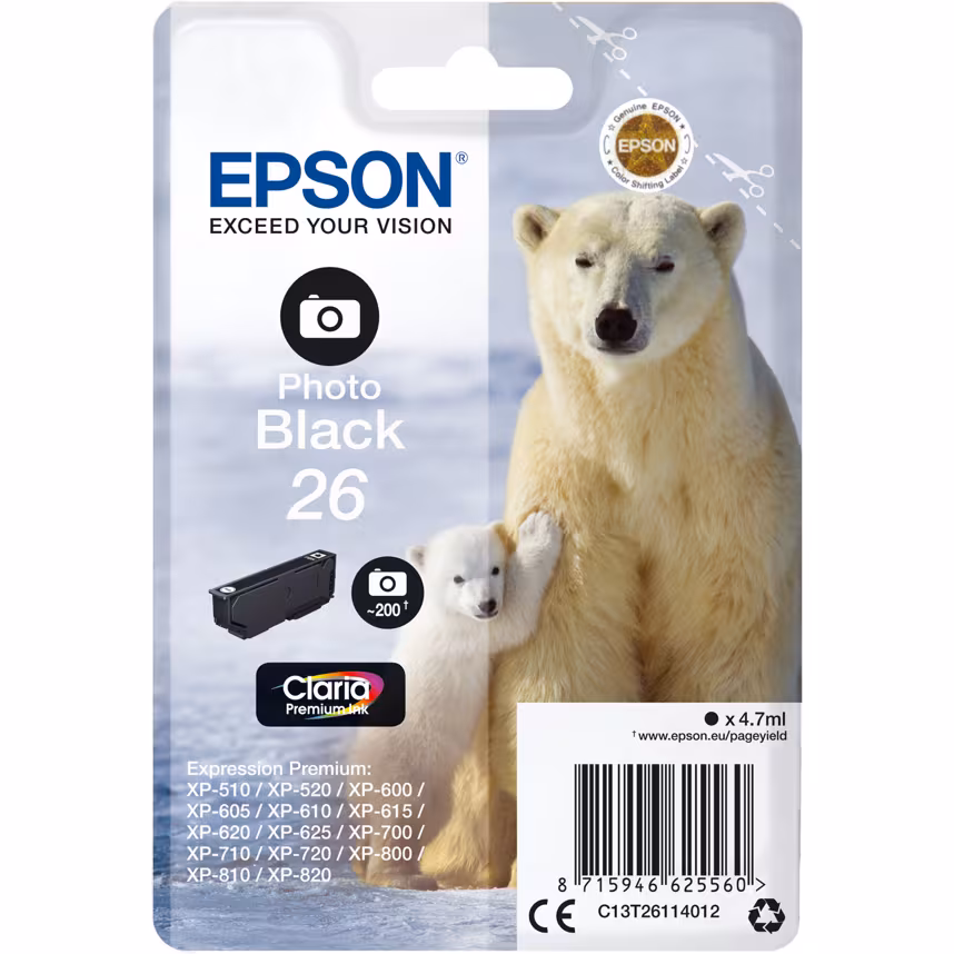 Epson 26 T2611 Tinte Photo Black 4,7ml