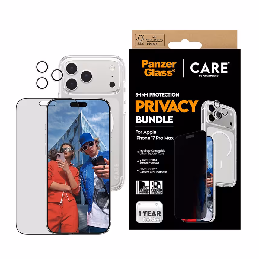 PanzerGlass CARE 3-in-1 Flagship Privacy iPhone 17 Pro Max