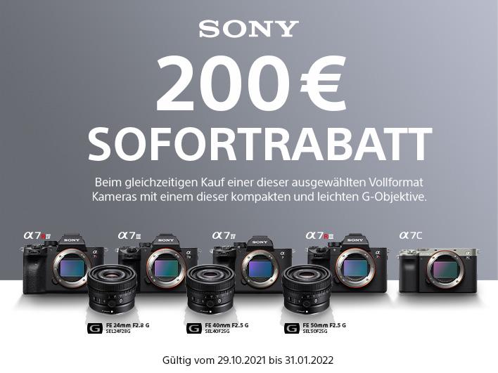 4 Sony Alpha Vollformatkameras mit 3 G-Objektiven plus Info zu Sofortrabatt-Aktion
