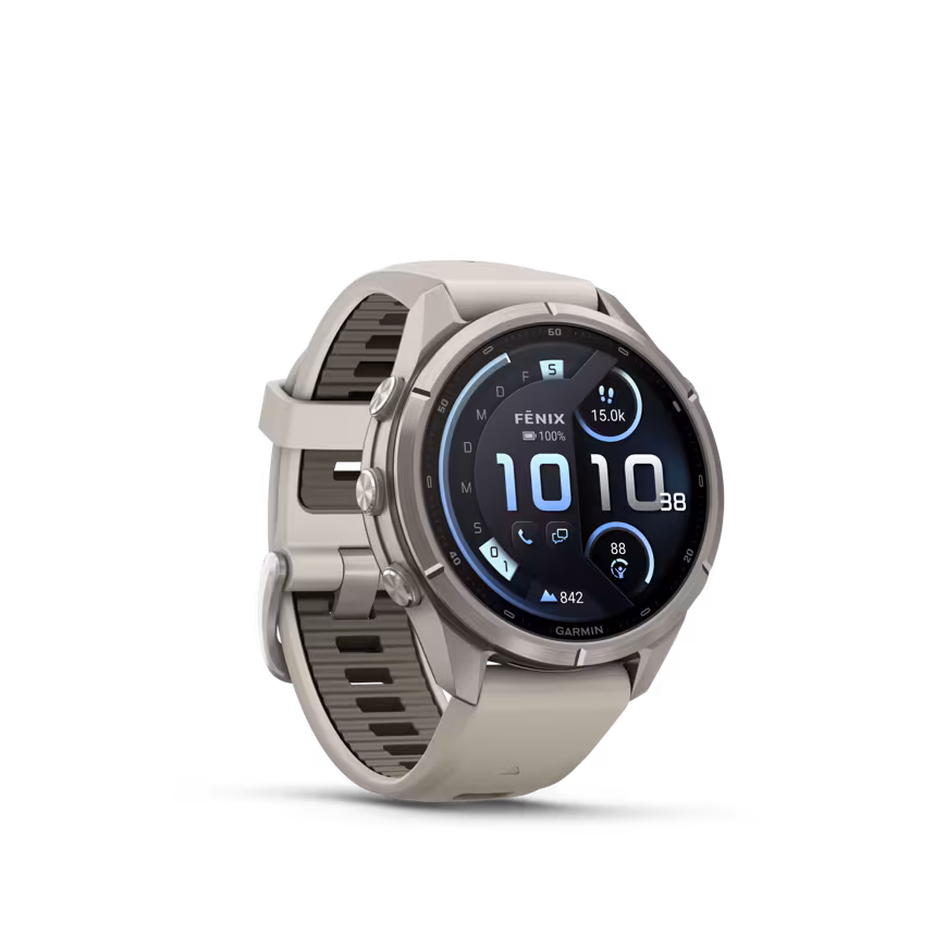 Garmin Fenix 9 Pro inReach 43mm Titan Silikonband Nebelgrau/Sandstein
