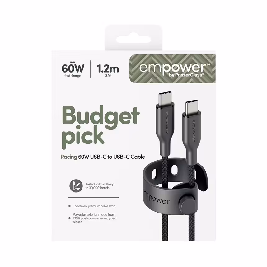 Emporia by PanzerGlass 60W USB-C/USB-C USB 2.0 1,2M Black