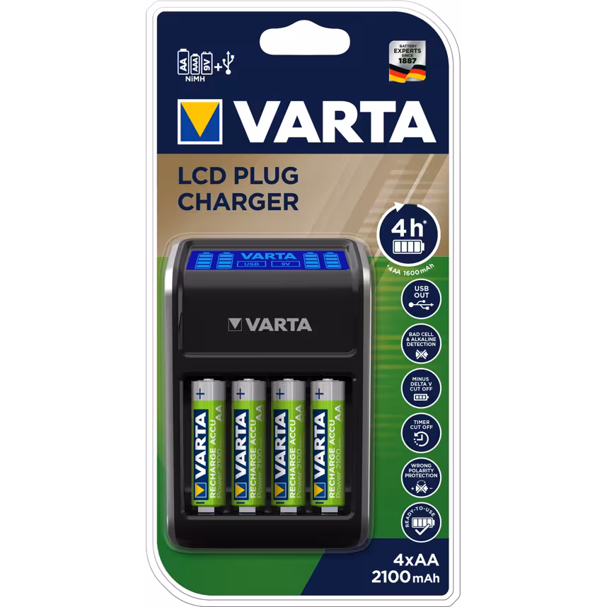 Varta LCD Plug Charger incl. 4x AA 2100 mAh