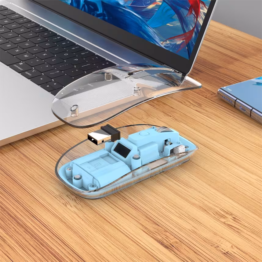 Beatec Wireless Mouse Ghost 3 - transparent pink mit LED