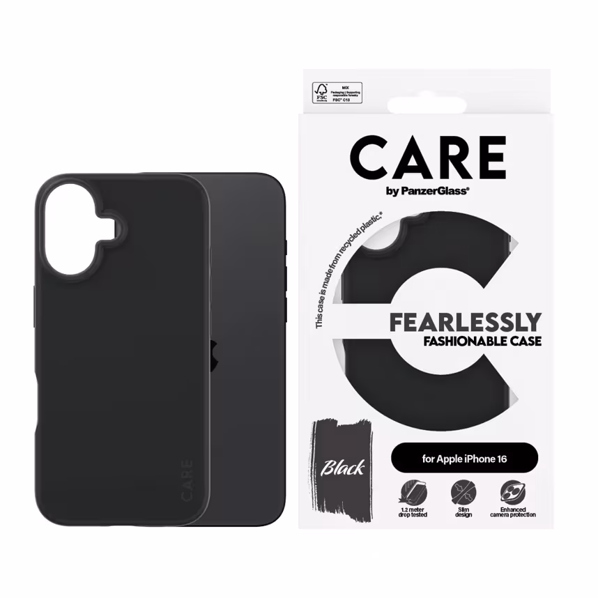 Care Back Cover Fashion Apple iPhone 16 schwarz
