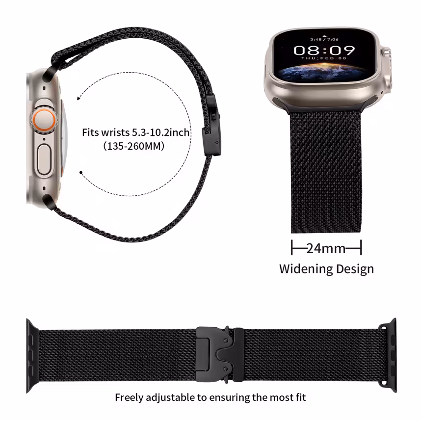 Felixx Smartwatcharmband Edelst.Milanaise Black 42/44 iWatch
