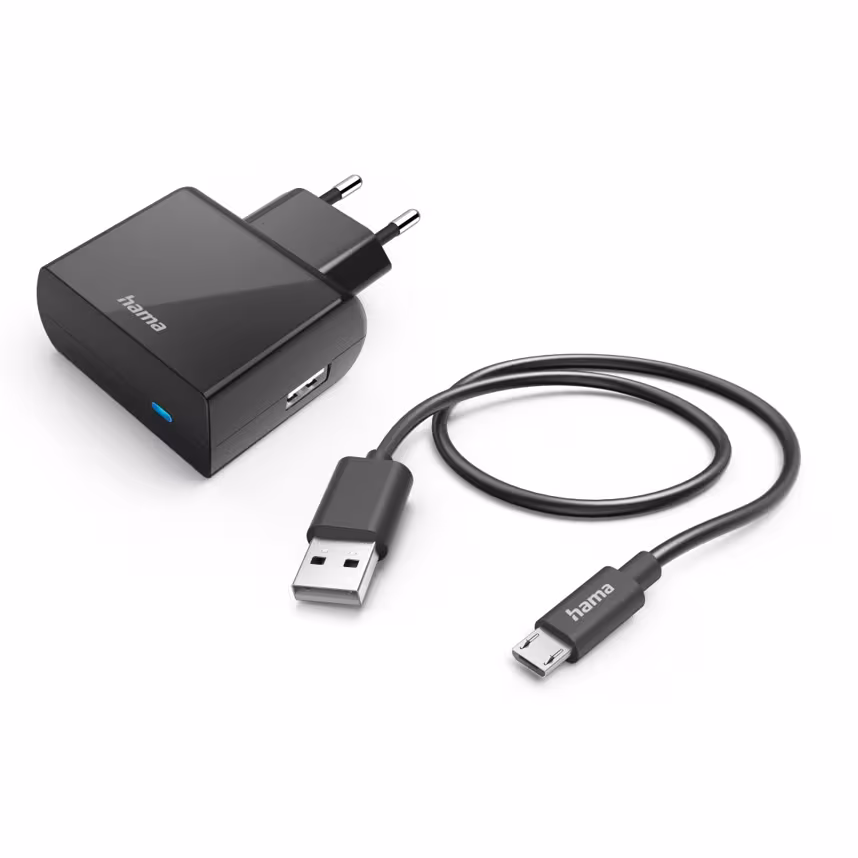 Hama Ladegerät mit Kabel Micro-USB 1m 12W schwarz