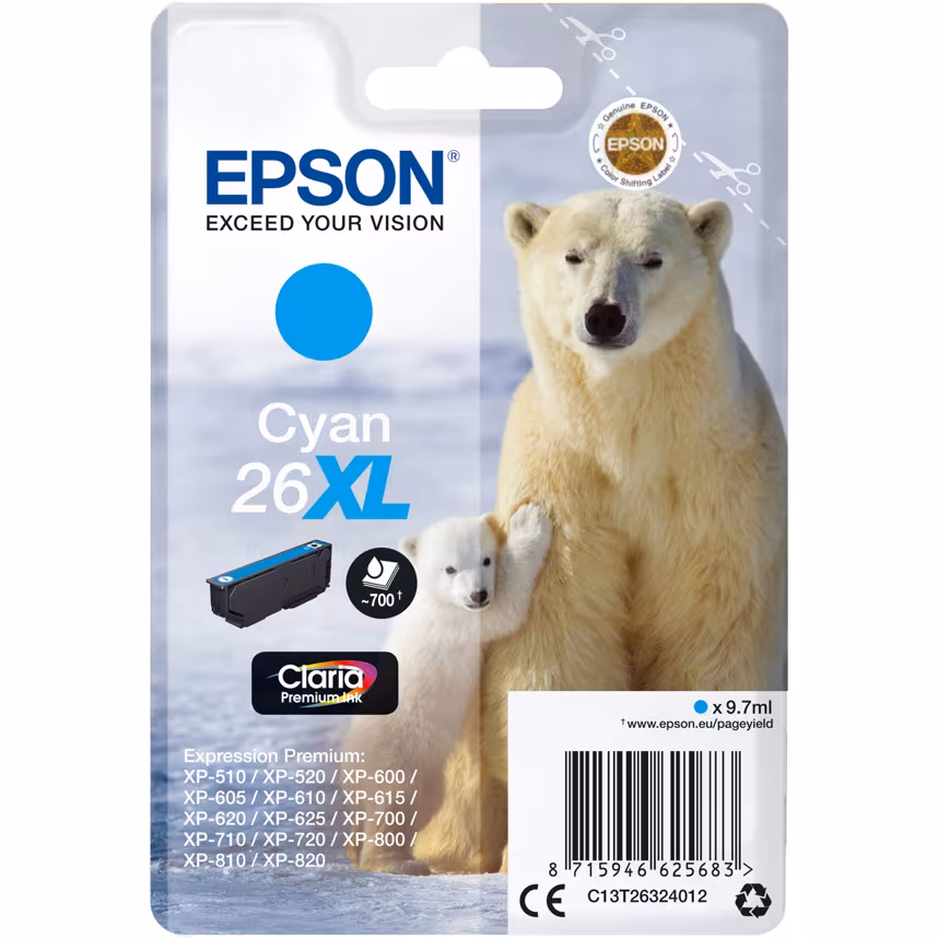 Epson 26XL T2632 Tinte Cyan 9,7ml