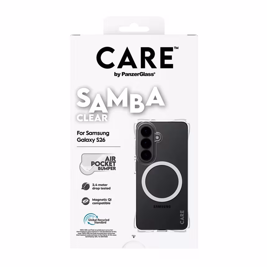 PanzerGlass Care Samba Case Clear w.White Qi Samsung Galaxy S26
