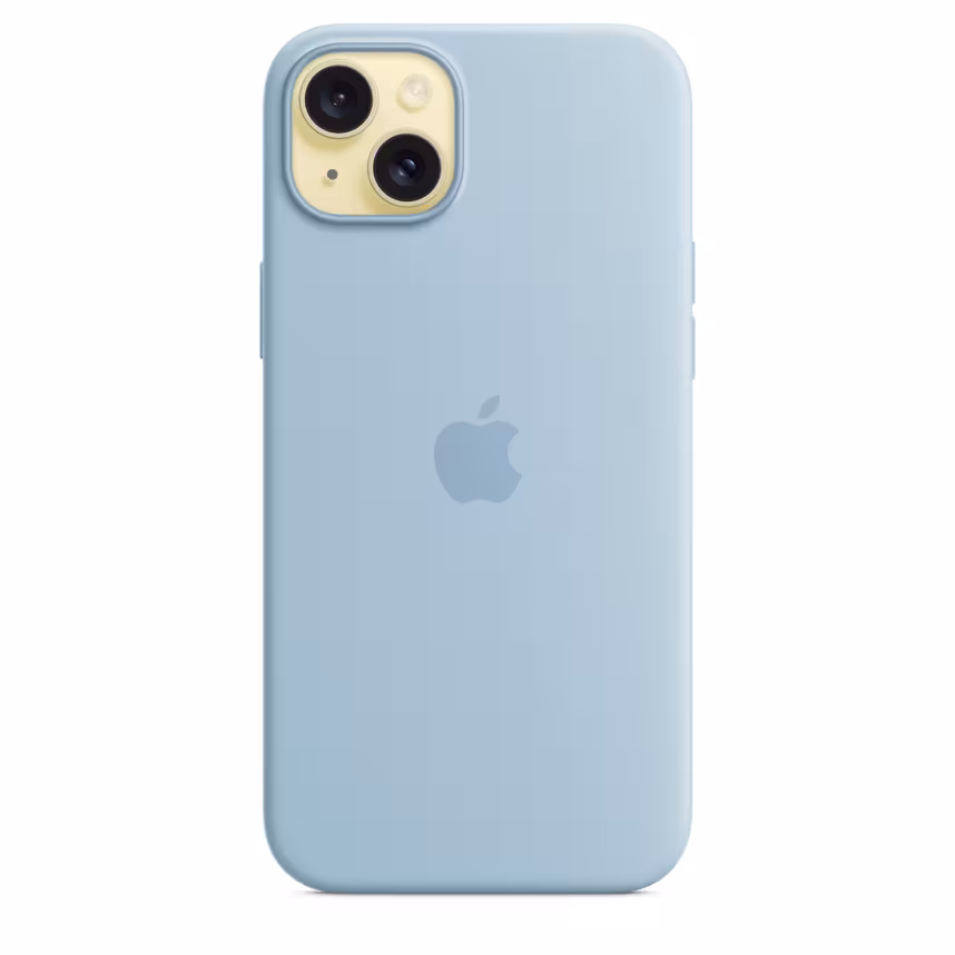 Apple iPhone 15 Plus Silikon Case mit MagSafe hellblau
