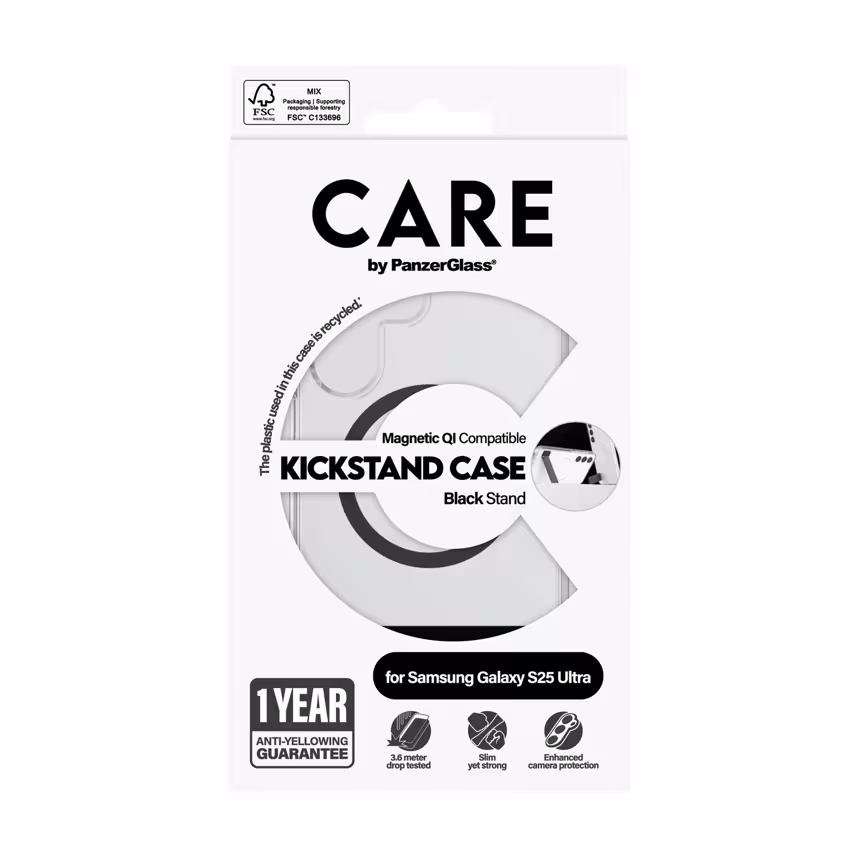 CARE PanzerGlass Case Transparent Kickstand S25 Ultra