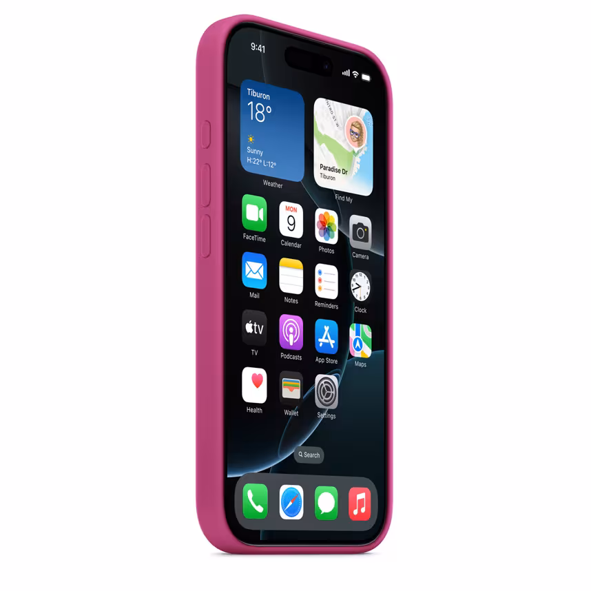 Apple iPhone 16 Pro Silikon Case mit Magsafe fuchsia 