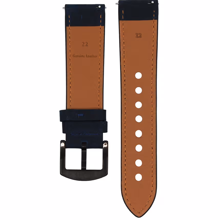 Mika Uhrenarmband Uni 22mm Echtleder blau