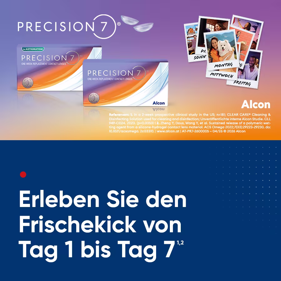 Werbematerial f&uuml;r "Precision 7" von Alcon.