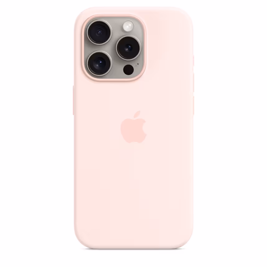 Apple iPhone 15 Pro Silikon Case mit MagSafe light pink