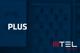 Tarif Plus und MTEL-Logo vor unscharfem dunkelblauem Hintergrund mit Handyabteilung in Hartlauer Geschäft