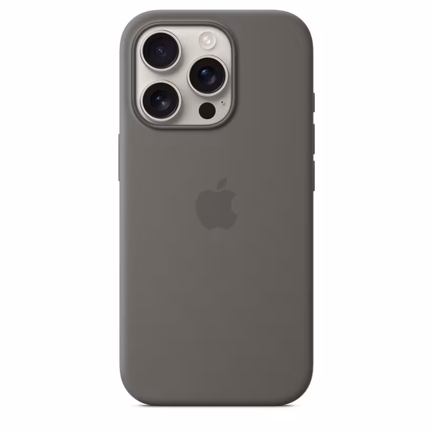 Apple iPhone 16 Pro Silikon Case mit Magsafe stone gray 