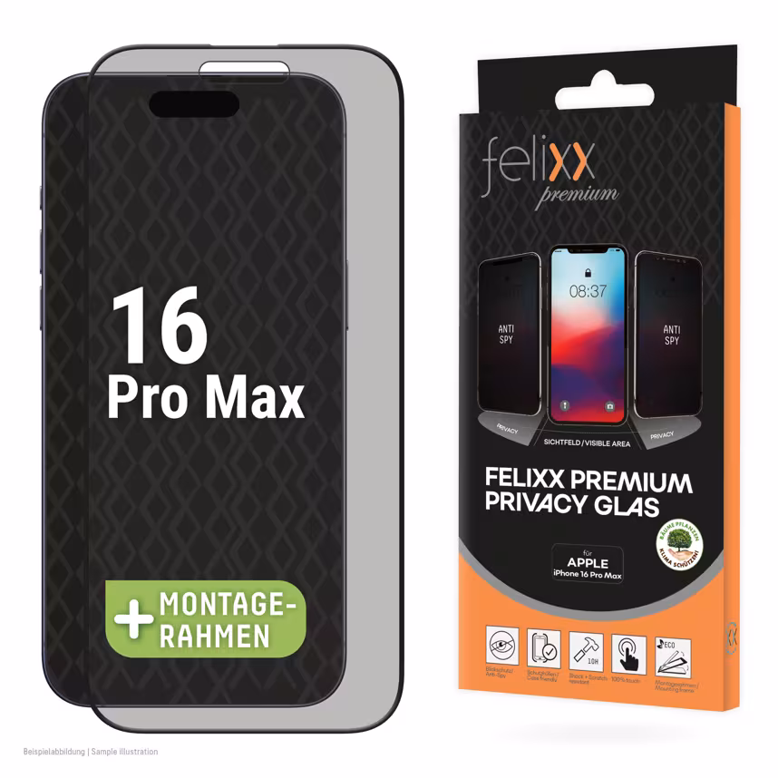 Felixx 3D Glas Full- Blickschutz Apple iPhone 16 Pro Max