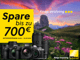 Grafik einer Nikon Sommer Sofortrabatt Aktion mit folgendem Text: "Spare bis zu 700€. Aktionszeitraum: 10.05. bis 22.07.2024." Im Hintergrund sieht man eine hügelige, grasbewachsene Landschaft mit Blumen und Bergen. Zusätzlich sind mehrere Nikon Kameras und Objektive abgebildet.