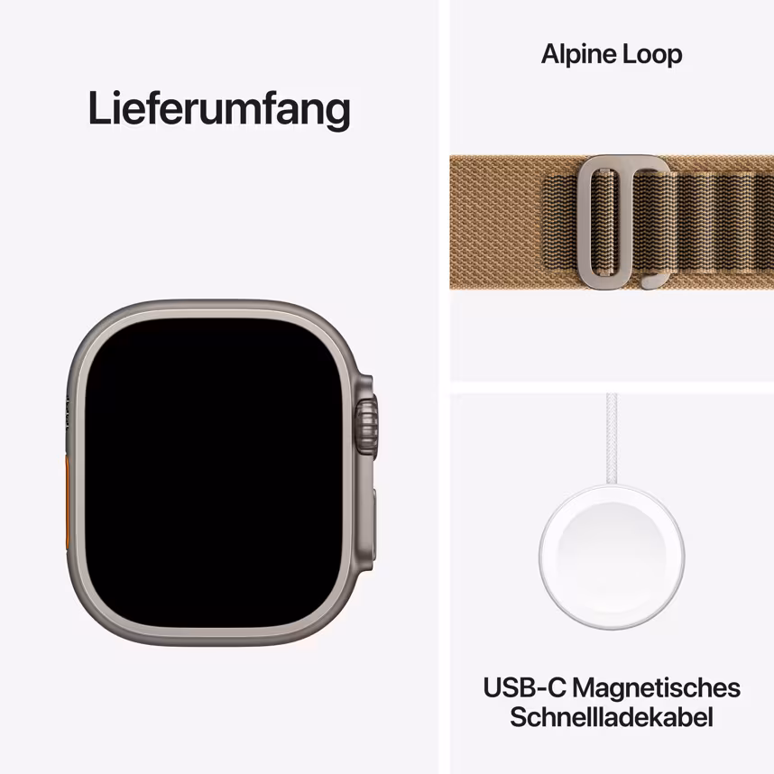  Apple Watch Ultra 4 LTE 49mm Natur Titan Case + Desert Alpine Loop M
