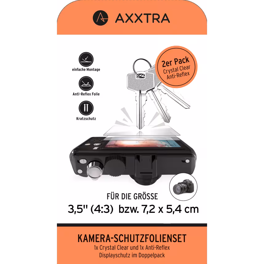 Axxtra 3,5" 7,2 x 5,4cm Displayschutzfolie