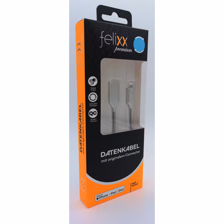 Felixx Data Apple Lightning MFI Metall 1 Meter