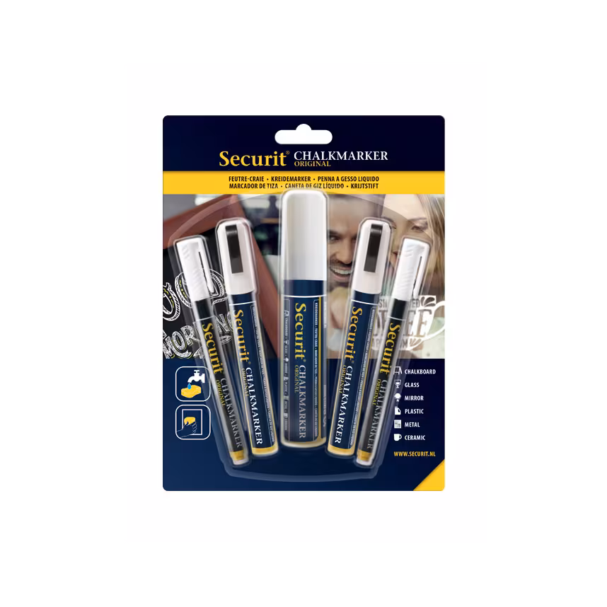 Securit Kreidestifte 5er weiß (2x1-2mm, 2x2-6mm, 1x7-15mm)