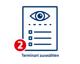 blaues Icon eines Terminformulars mit einem Auge
