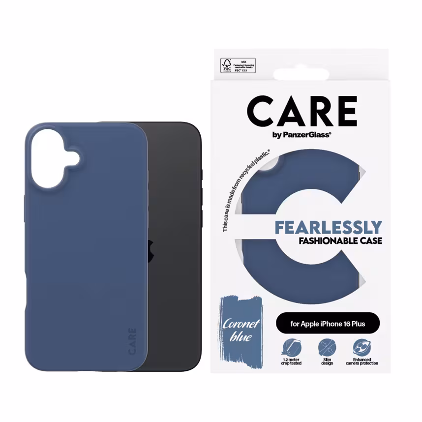 Care Back Cover Fashion Apple iPhone 16 Plus blau