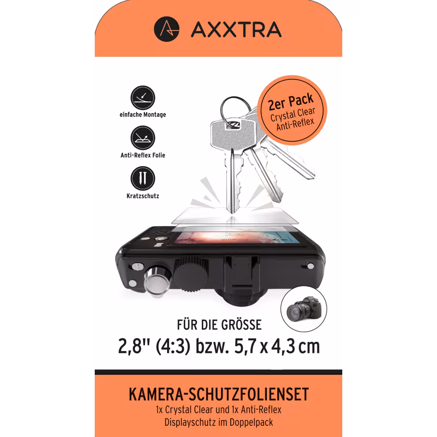 Axxtra 2,8" 5,7 x 4,3cm Displayschutzfolie