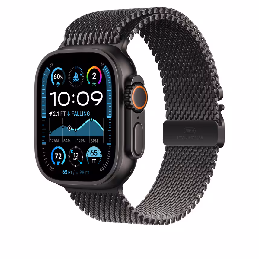 Apple Watch 49mm Milanaise Band L titan schwarz 