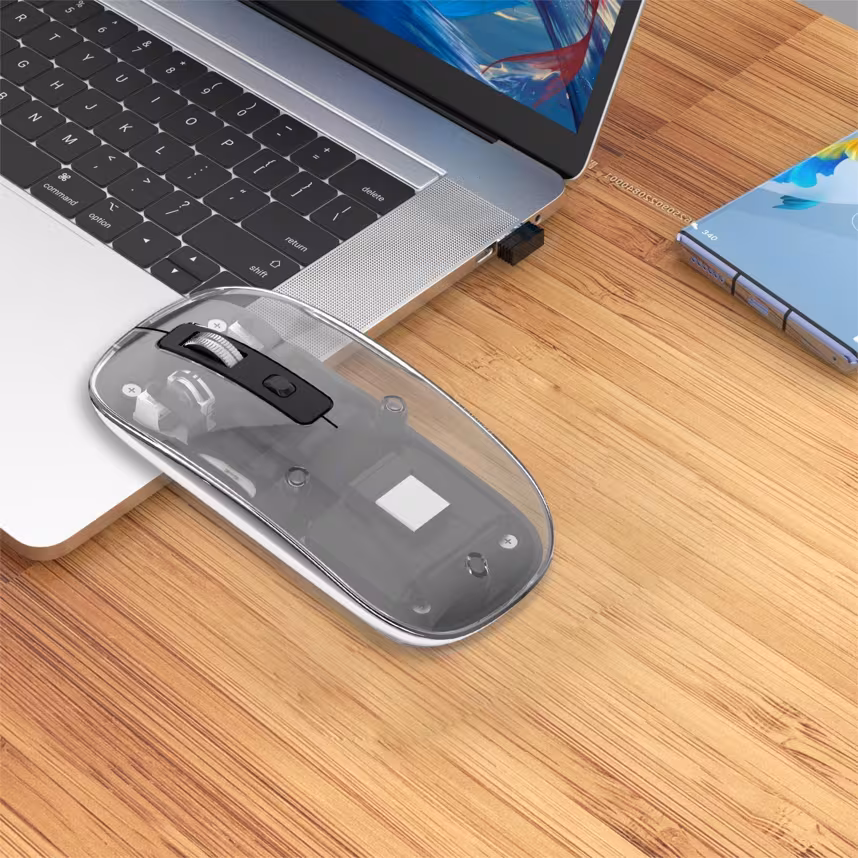 Beatec Wireless Mouse Ghost 3 - transparent black mit LED