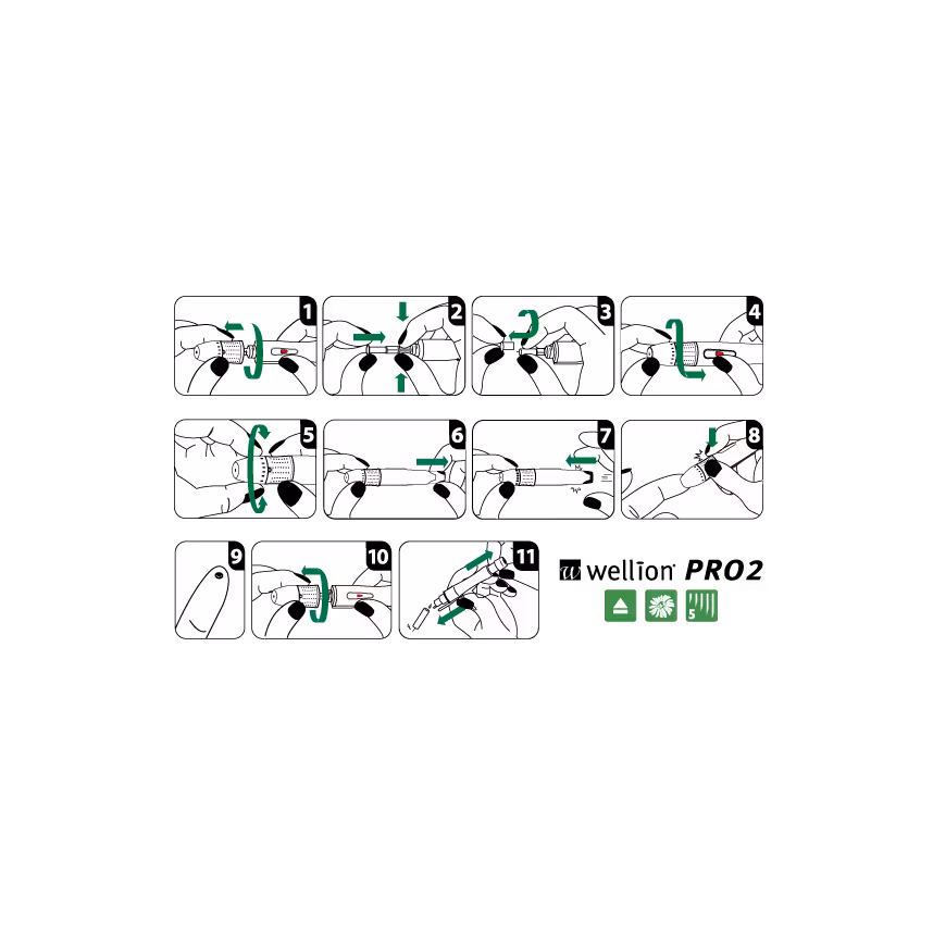 Wellion PRO2 Stechhilfe Blutzucker Zubehör