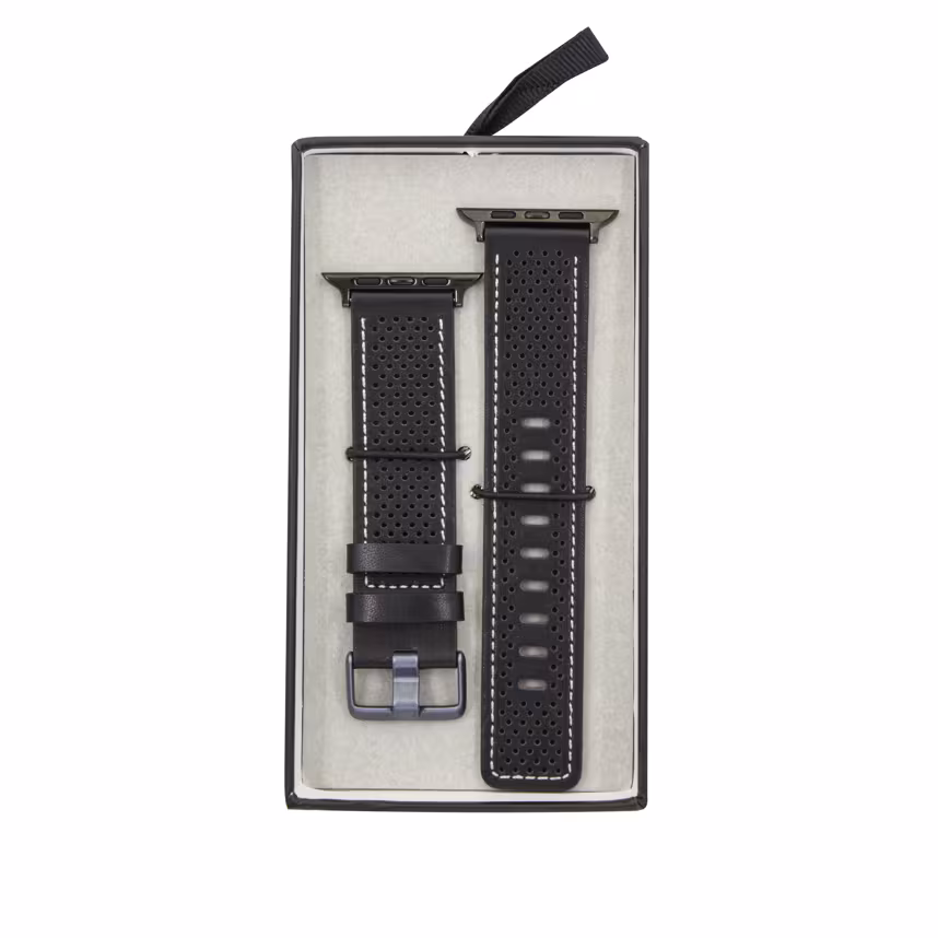 Mika Uhrenarmband Apple 42/44mm Echtleder schwarz