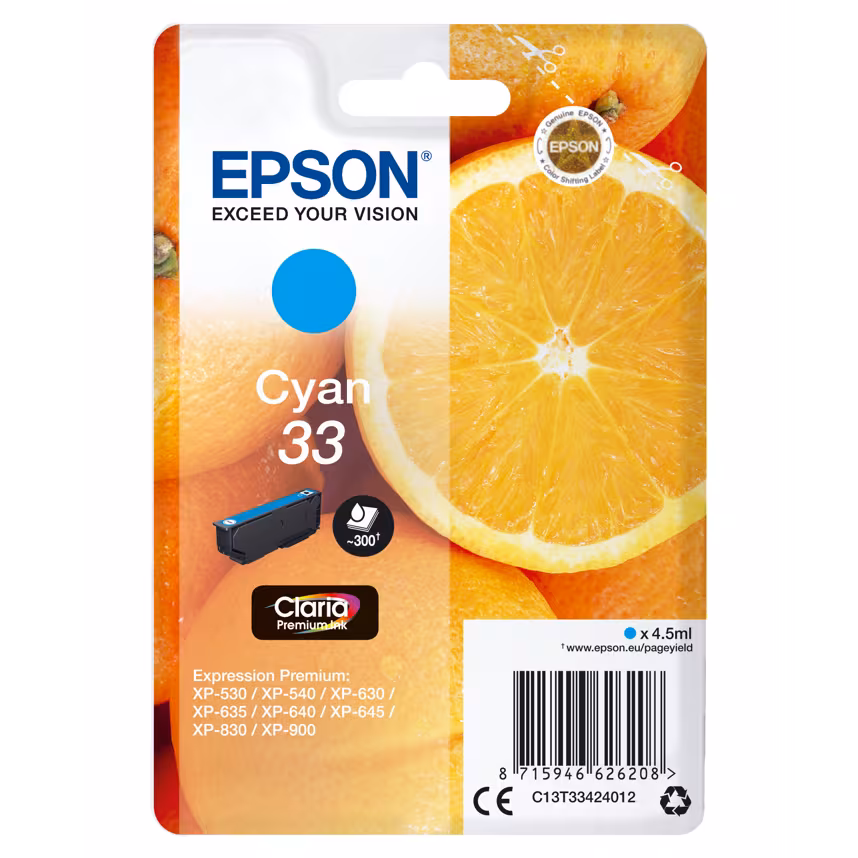 Epson 33 T3342 Tinte Cyan 4,5ml