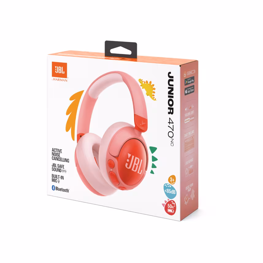 JBL JR470NC kabellose NC Over-Ear Kopfhörer für Kinder <85dB, pink