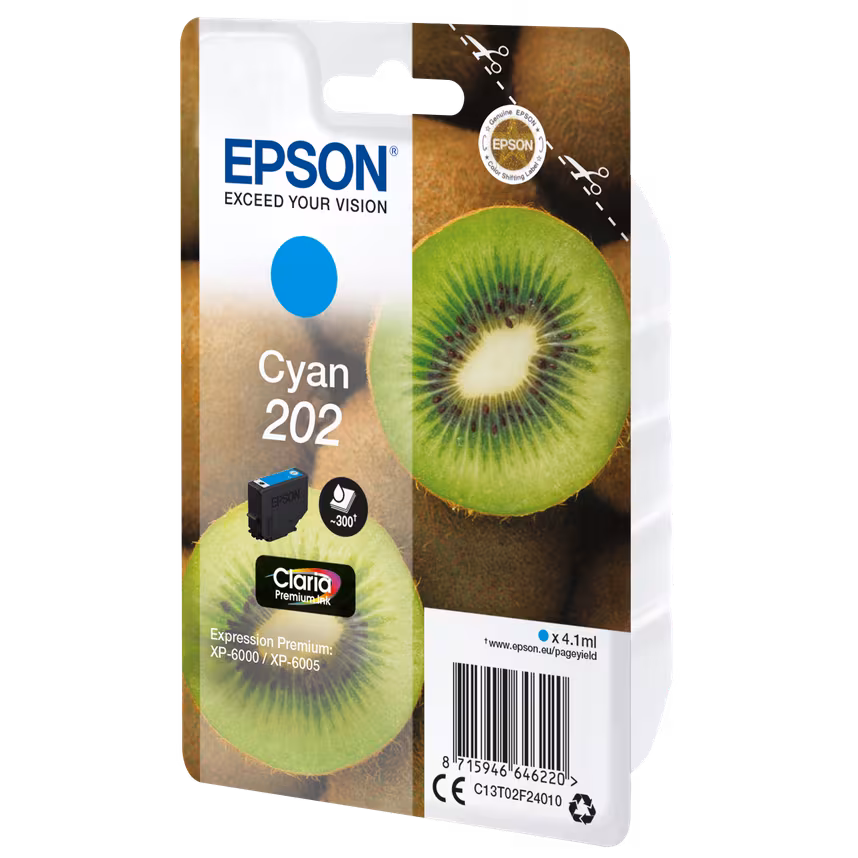 Epson 202 T02F2 Tinte Cyan 4,1ml