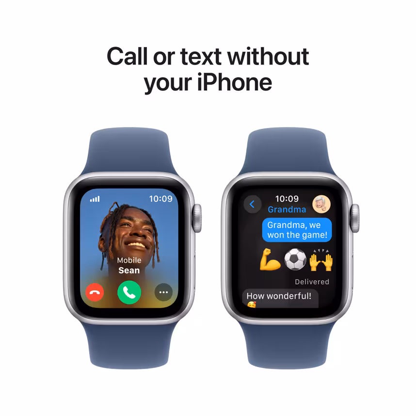 Apple Watch SE LTE 40mm silver Alu Case + denim Band S/M