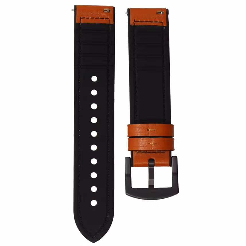 Mika Uhrenarmband Uni 20mm Silikon + Echtleder braun