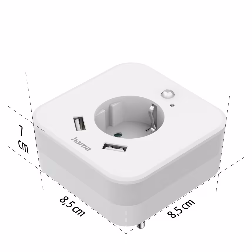 Hama LED-Nachtlicht mit Steckdose 2 USB-Ausgänge