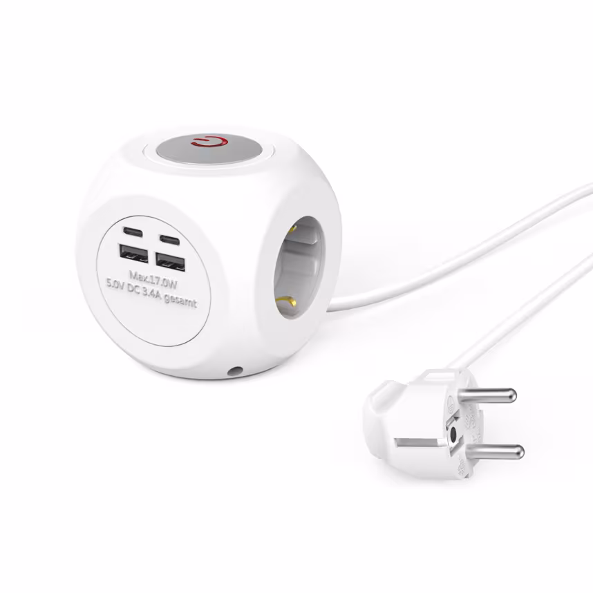 Hama Steckdosenwürfel 3-fach USB-C/A 17W 1,4m weiß