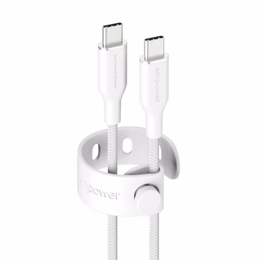 empower by PanzerGlass® Racing 60W USB-C/USB-C Kabel 1,2m Silber Weiss
