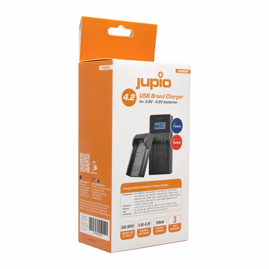 Jupio Brand Charger Panasonic/Pentax 3.6-4.2V