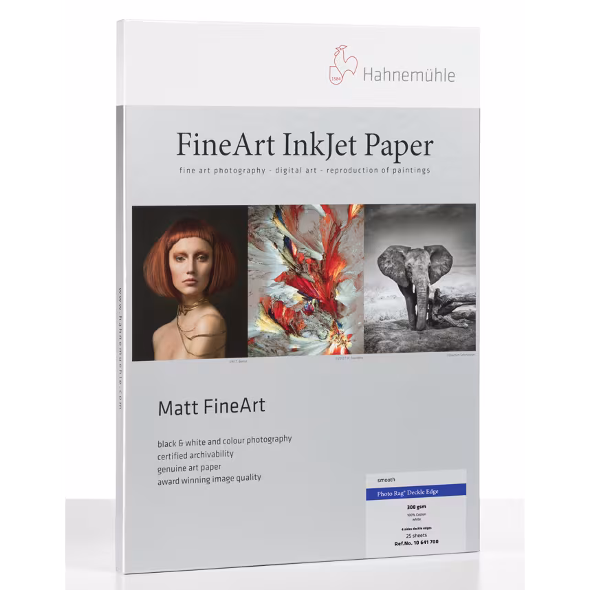 Hahnemühle Photo Rag Deckle Edge 308gsm A2 25 Blatt 