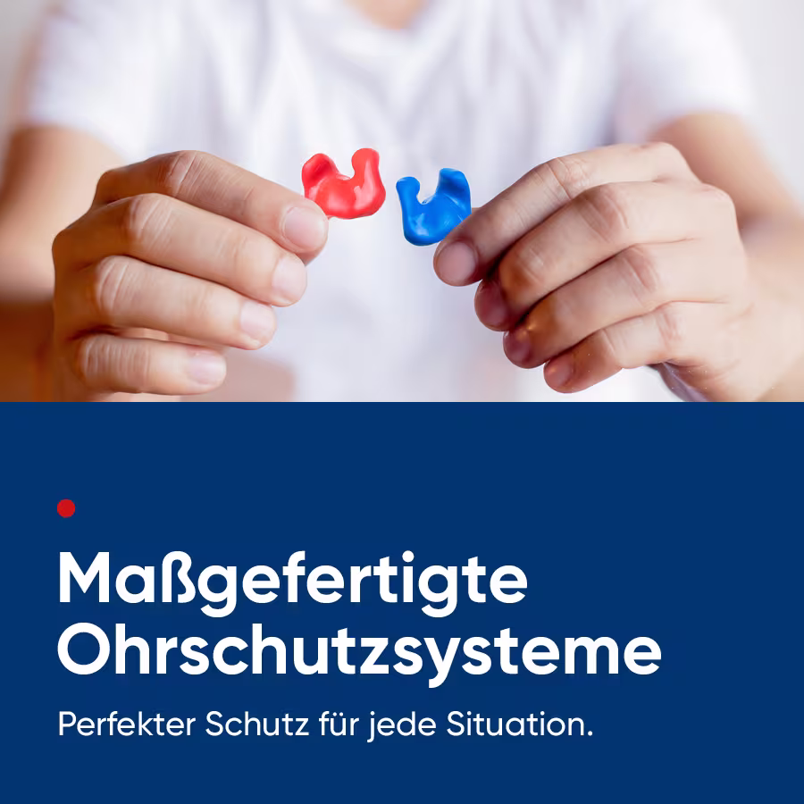 Abbildung von zwei ma&szlig;gefertigten Ohrschutzsystemen.