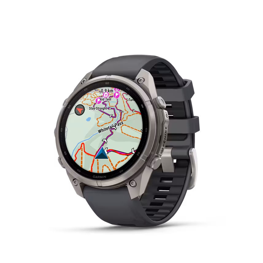 Garmin Fenix 9 Pro inReach 47mm Titan Silikonarmband Graphit/Schwarz